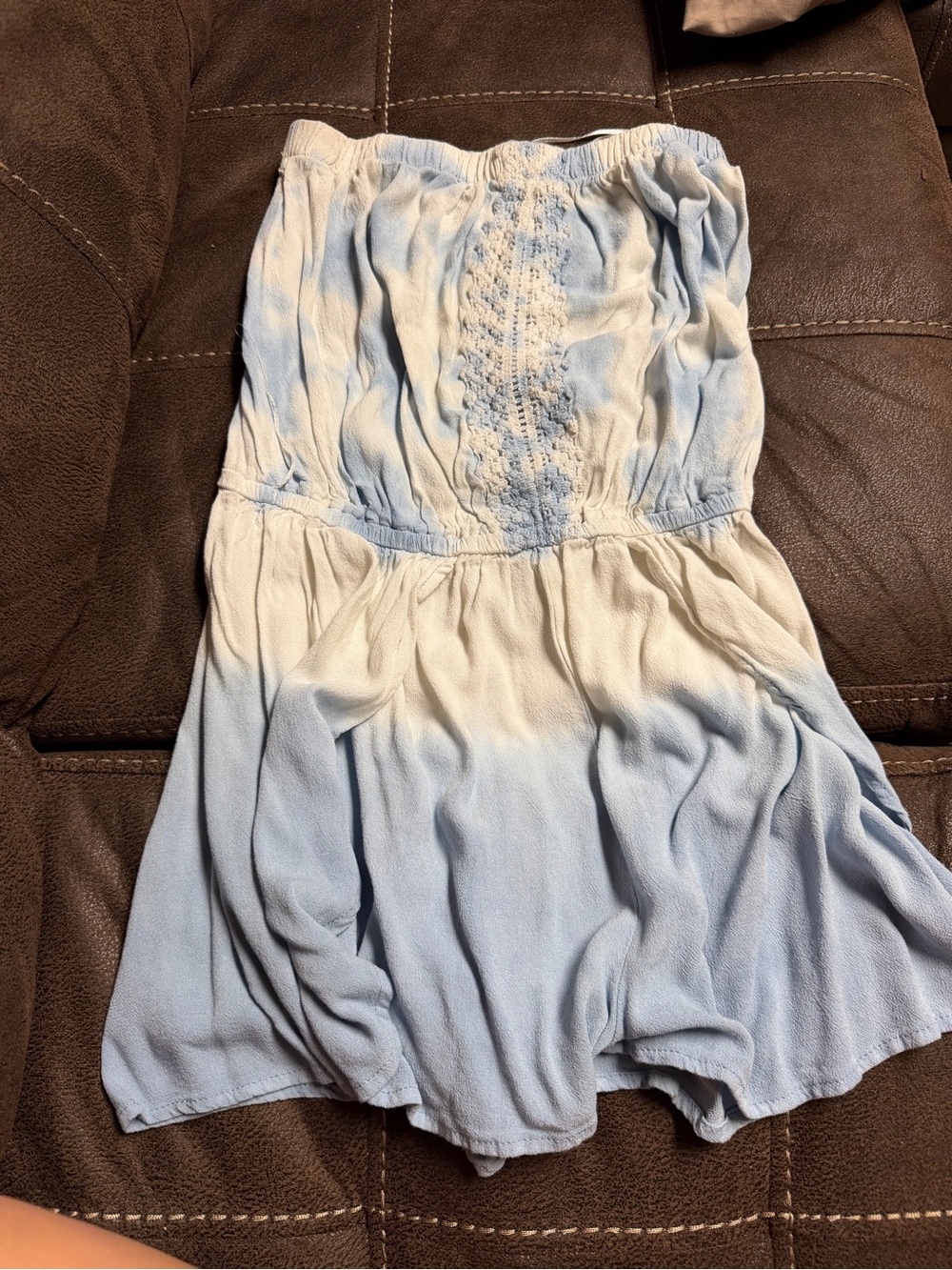 Ocean Drive Light Blue and White Ombre Strapless Romper